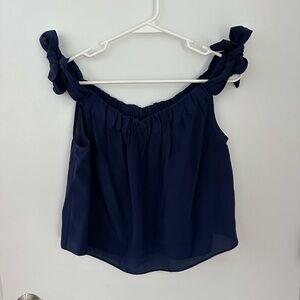 Club Monaco Cropped Tank Top Tie at Shoulders 100% Silk